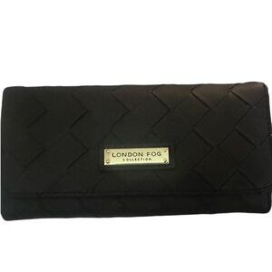 London Fog Black Quilted Wallet with Gold Accents